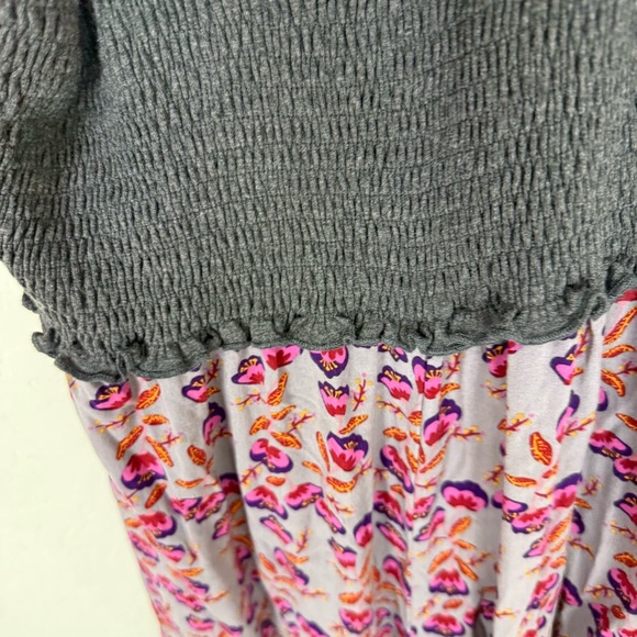 Natural Life Sedona Jumpsuit Grey Plum Tulips Smocked Floral - Picture 6 of 9